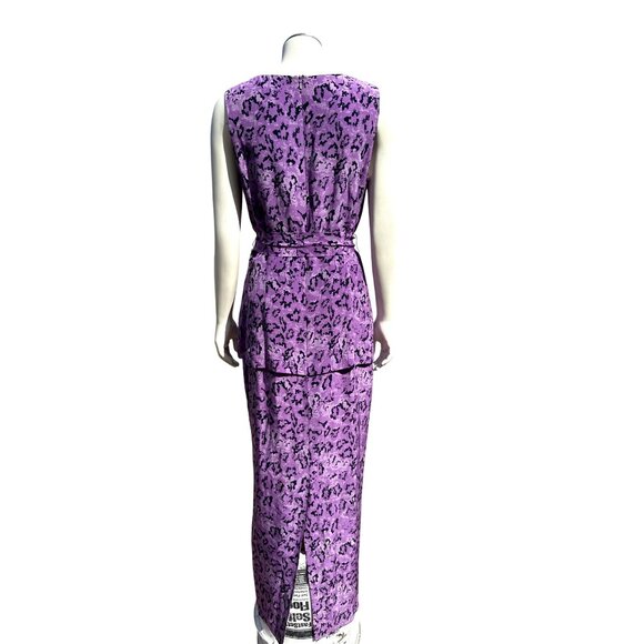 All Silk Vintage Dress by Spencer Jeremy 8 Purple Abstract Print Maxi Cocktail - Picture 5 of 11